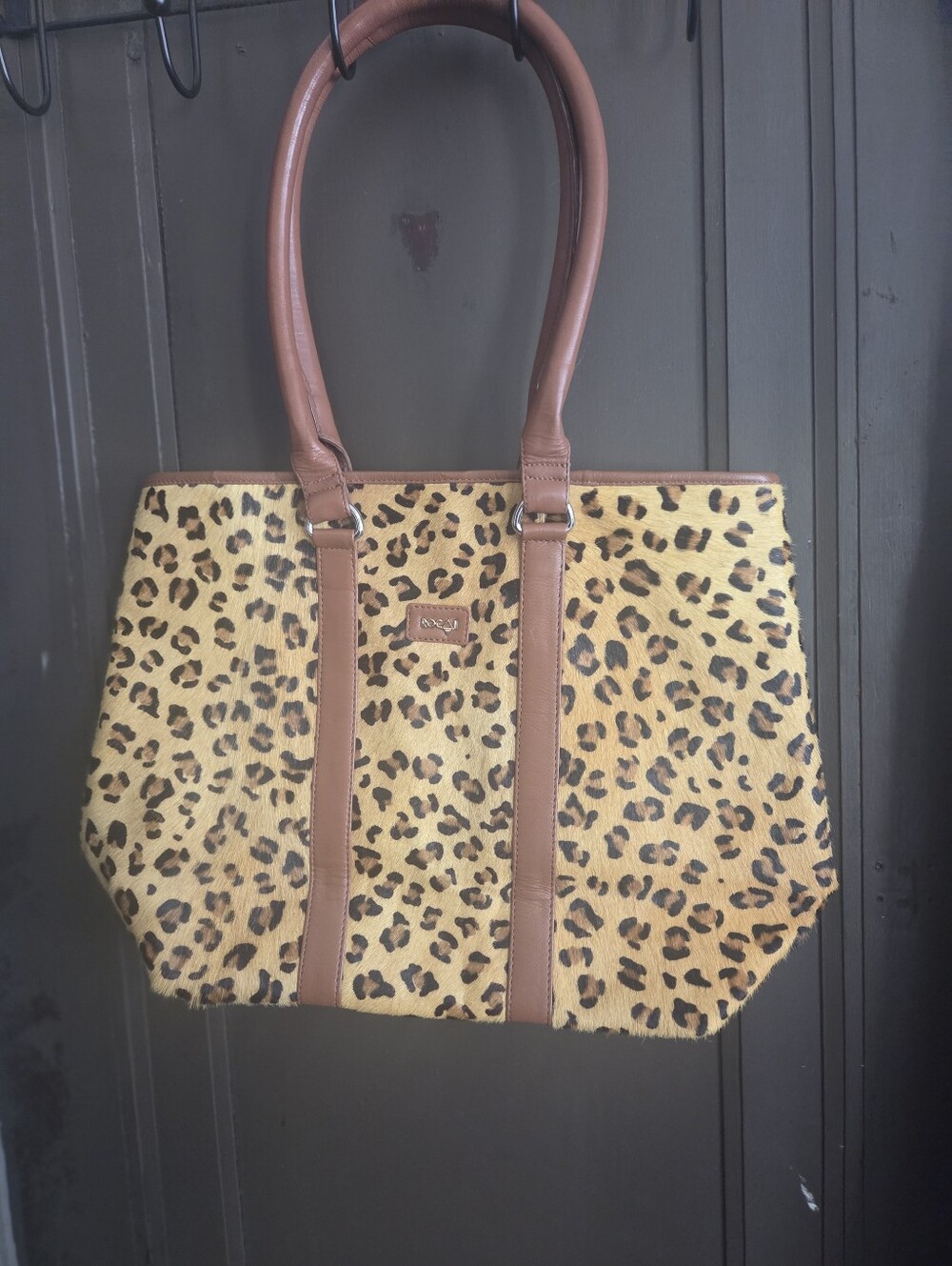 Rocai Eccopiel Leather Leopard Print Tote
